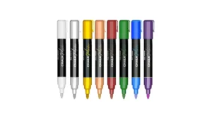 Set di pennarelli a gesso liquido PREMIUM: bianco, argento, oro, rosso metallizzato, viola, blu, beige, verde