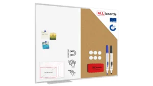 Lavagna magnetica cancellabile a secco e in sughero combinata COMBI con cornice in alluminio 120x90 cm