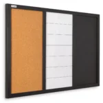 Lavagna combinata 3 in 1: bianca magnetica cancellabile, per gesso magnetica e in sughero 60x40 cm