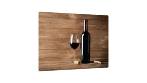 Tagliere Coprifornelli in Vetro Universale VINO TAPPO SUGHERO LEGNO 30x40cm Protezione per Piani Cottura, Piano di Lavoro, in Vetro Temperato, Decorazione Cucina