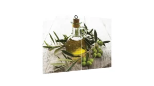 Tagliere Coprifornelli in Vetro Universale OLIERA Olio D’Oliva Set 2 Pezzi, Protezione per Piani Cottura, Piano di Lavoro, in Vetro Temperato, Decorazione Cucina, 52x30cm