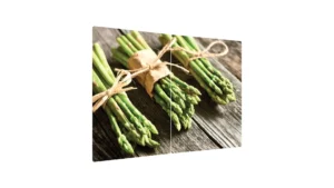 Tagliere Coprifornelli in Vetro Universale ASPARAGI 2 Pezzi, Protezione per Piani Cottura, Piano di Lavoro, in Vetro Temperato, Decorazione Cucina, 52x30cm