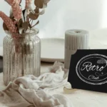 Lavagnetta per gesso bifacciale da tavolo per Menu, Decorativa Deco, stilizzata base legno, set 10 pezzi