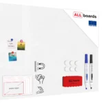 Lavagna magnetica in acciaio BIANCA WHITE 120x90 cm MetalBoards lastra con stampa adatta per tutti i tipi di calamite + set di accessori GRATIS