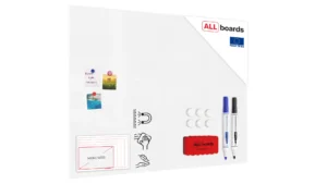 Lavagna magnetica in acciaio BIANCA WHITE 120x90 cm MetalBoards lastra con stampa adatta per tutti i tipi di calamite + set di accessori GRATIS