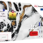 Lavagna magnetica in acciaio MARMO BIANCO E ORO 60x40 cm MetalBoards lastra con stampa adatta per tutti i tipi di calamite + set di accessori GRATIS