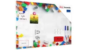 Lavagna magnetica in acciaio MATTONCINI COSTRUZIONI CON MATTONCINI 60x40 cm MetalBoards lastra con stampa adatta per tutti i tipi di calamite + set di accessori GRATIS