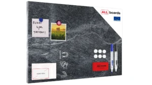 Lavagna magnetica in acciaio PIETRA SCURA 60x40cm METALboards lastra adatta per tutti i tipi di calamite + set di accessori GRATIS