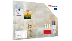 Lavagna magnetica in acciaio CEMENTO DORATO 60x40 cm METALboards lastra adatta per tutti i tipi di calamite + set di accessori GRATIS
