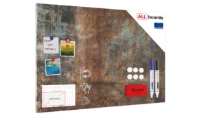 Lavagna magnetica in acciaio RUGGINE 90x60 cm MetalBoards lastra con stampa adatta per tutti i tipi di calamite + set di accessori GRATIS
