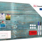 Lavagna magnetica in acciaio LEGNO BLU RETRO VINTAGE 90x60 cm MetalBoards lastra con stampa adatta per tutti i tipi di calamite + set di accessori GRATIS