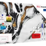 Lavagna magnetica in acciaio MARMO BIANCO E ORO 90x60 cm MetalBoards lastra con stampa adatta per tutti i tipi di calamite + set di accessori GRATIS