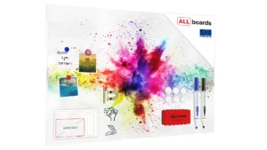 Lavagna magnetica in acciaio ESPLOSIONE DI COLORE HOLI 90x60 cm MetalBoards lastra con stampa adatta per tutti i tipi di calamite + set di accessori GRATIS