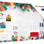 Lavagna magnetica in acciaio MATTONCINI COSTRUZIONI CON MATTONCINI 90x60 cm MetalBoards lastra con stampa adatta per tutti i tipi di calamite + set di accessori GRATIS