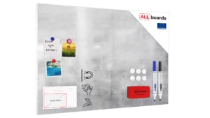 Lavagna magnetica in acciaio CEMENTO 90x60cm METALboards lastra adatta per tutti i tipi di calamite + set di accessori GRATIS