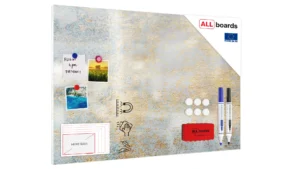 Lavagna magnetica in acciaio CEMENTO DORATO 90x60cm METALboards lastra adatta per tutti i tipi di calamite + set di accessori GRATIS