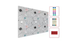 Lavagna magnetica in acciaio COSMO STELLE CARTONE 90x60 cm MetalBoards lastra con stampa adatta per tutti i tipi di calamite + set di accessori GRATIS