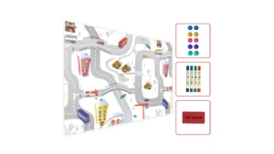 Lavagna magnetica in acciaio MAPPA CITTA MAPPA VIE 60x40 cm MetalBoards lastra con stampa adatta per tutti i tipi di calamite + set di accessori GRATIS