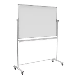 Lavagna magnetica cancellabile a secco mobile a due lati e supporto orientabile su rotelle 160x120 cm PREMIUM