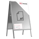 Espositore pubblicitario con cavalletto a scatto A1 bifacciale struttura in alluminio grigio