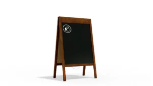 Lavagna per gesso a cavalletto bifacciale 100x60 cm CORNICE SUPERIORE LARGA per Bar Ristoranti Locali