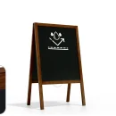 Lavagna per gesso con cavalletto bifacciale 100x60 cm RESISTENTE ALL’ACQUA, Struttura in Legno, Scrivibile con Gessetti e Pennarelli a Gesso, per Bar Ristoranti Locali