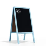 Lavagna per gesso con cavalletto azzurro pastello bifacciale 118x61 cm