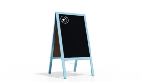 Lavagna per gesso con cavalletto azzurro pastello bifacciale 118x61 cm