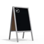 Lavagna per gesso con cavalletto grigio pastello bifacciale 118x61 cm