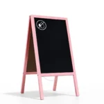 Lavagna per gesso con cavalletto rosa pastello bifacciale 118x61 cm