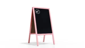 Lavagna per gesso con cavalletto rosa pastello bifacciale 118x61 cm