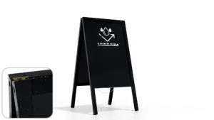 Lavagna da gesso con cavalletto bifacciale 118x61cm NERA RESISTENTE ALL’ACQUA