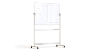 Lavagna tattica CALCIO, bifacciale, scrivibile e magnetica, orientabile, con ruote 120x90 cm