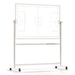 Lavagna tattica CALCIO, bifacciale, scrivibile e magnetica, orientabile, con ruote 150x100 cm