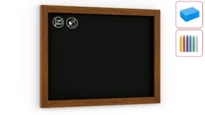 Lavagna nera da gesso in cornice di legno 70x50 cm + set di accessori