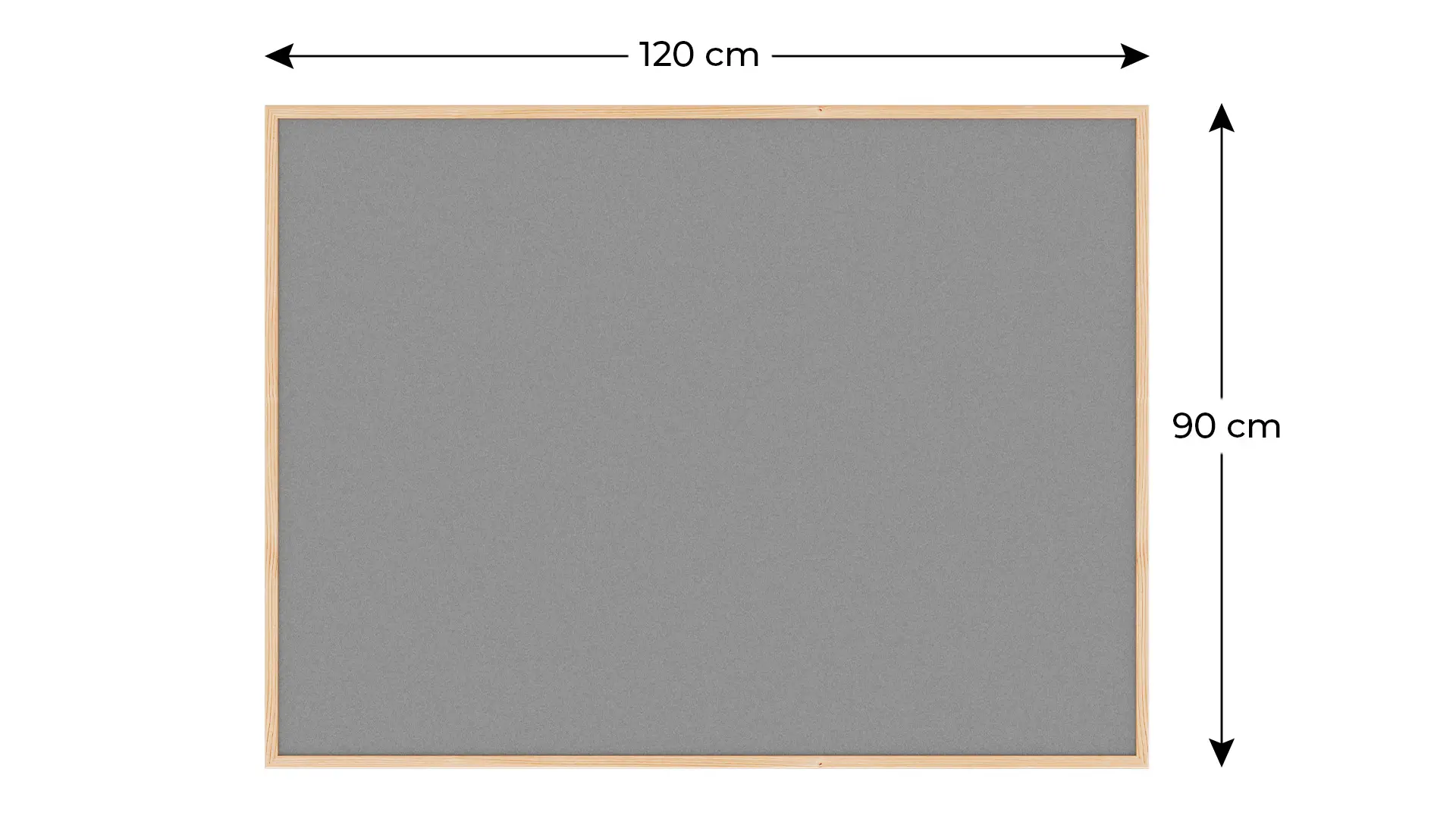 Lavagna in feltro 120x90 cm GRIGIO con cornice in legno - immagine 2
