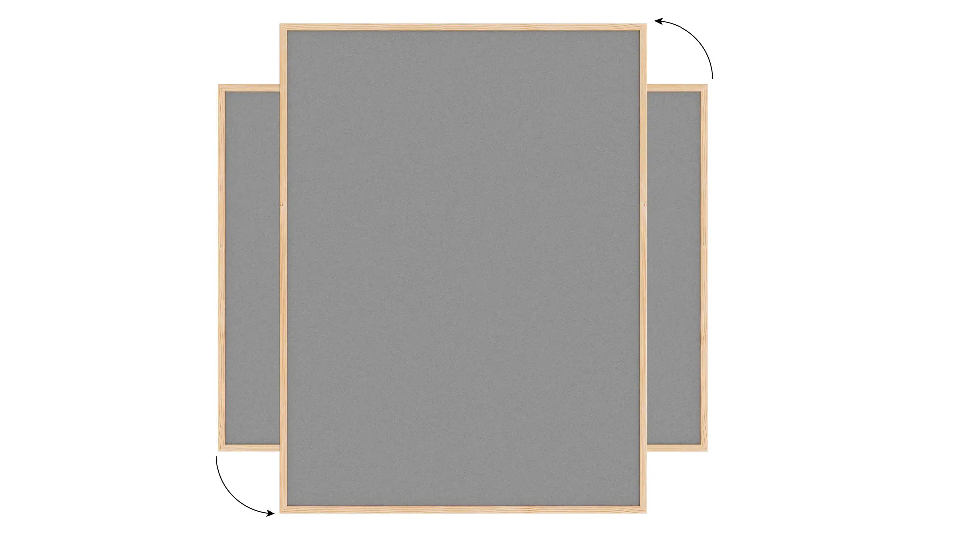 Lavagna in feltro 120x90 cm GRIGIO con cornice in legno - immagine 6