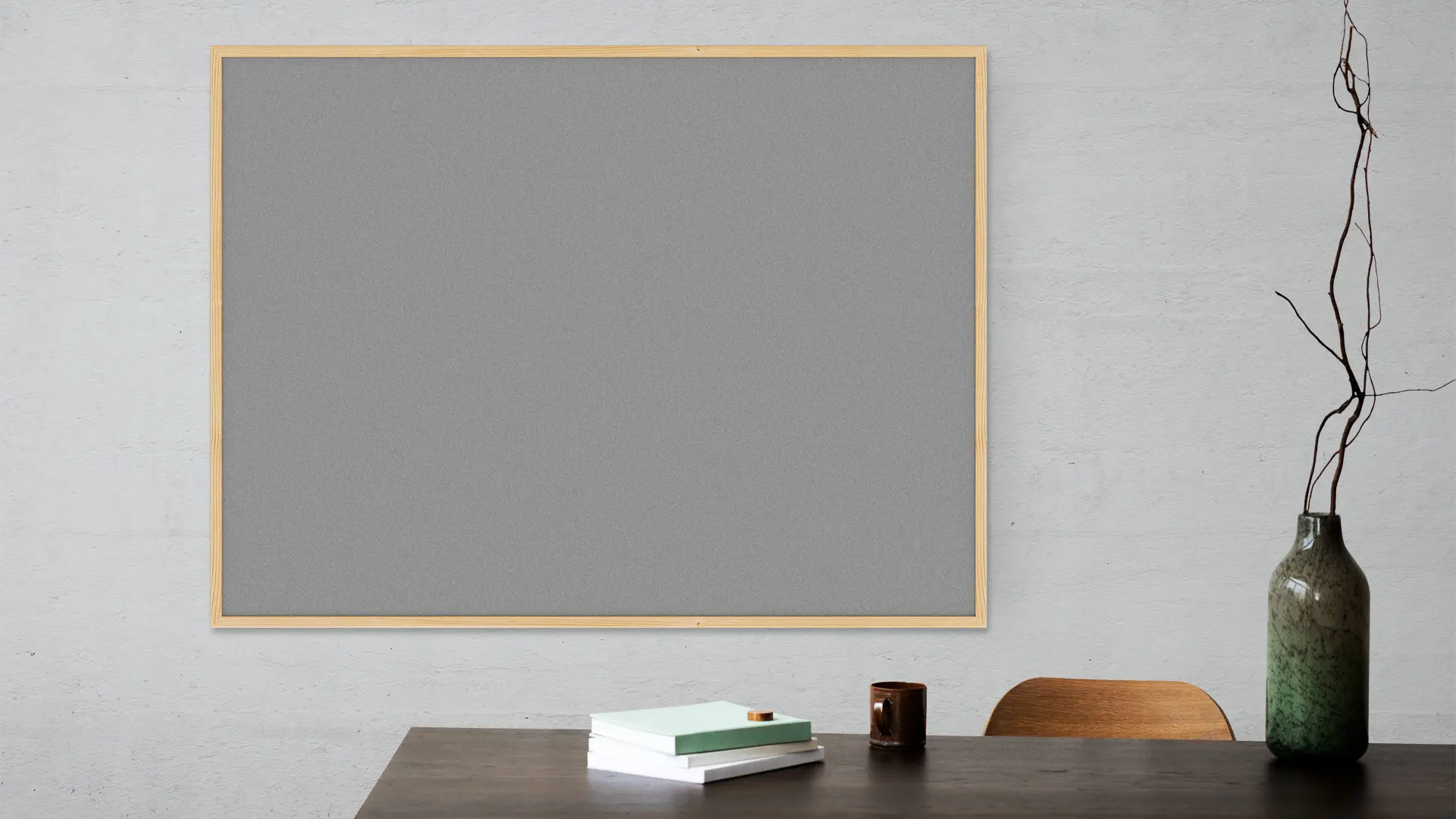 Lavagna in feltro 120x90 cm GRIGIO con cornice in legno - immagine 7