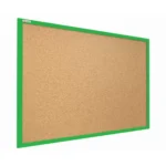 Lavagna in Sughero con Cornice Verde in Legno 90x60cm, Bacheca Sughero per Puntine Spille Memoboard
