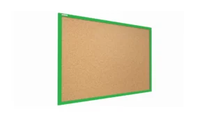 Lavagna in Sughero con Cornice Verde in Legno 90x60cm, Bacheca Sughero per Puntine Spille Memoboard