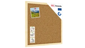 Bacheca in sughero 40x40 cm cornice in legno NATURALE