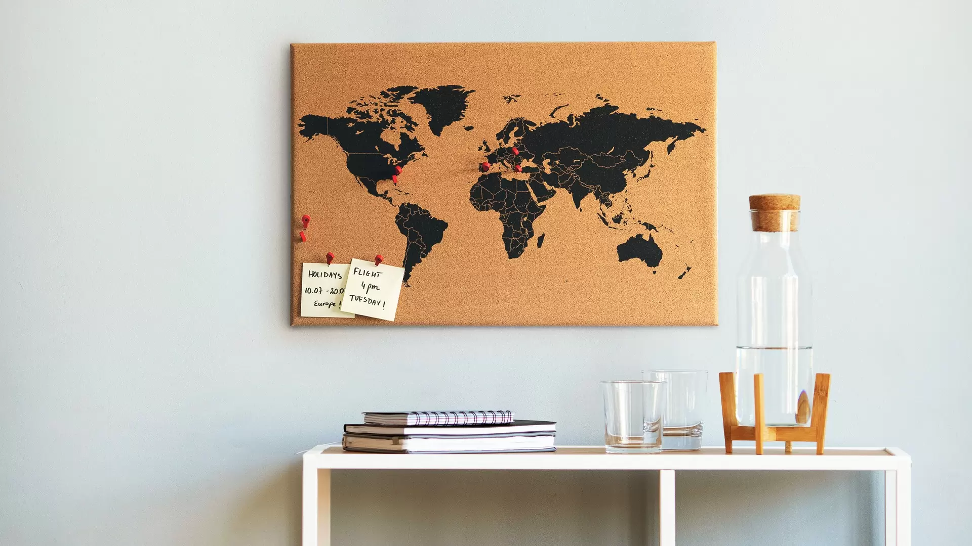 Lavagna in sughero MAPPA DEL MONDO 60x40cm - immagine 2