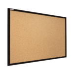 Lavagna in Sughero con Cornice Nero in Legno 100x80 cm, Bacheca Sughero per Puntine Spille Memoboard