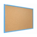 Lavagna in Sughero con Cornice Azzurra in Legno 120x90cm, Bacheca Sughero per Puntine Spille Memoboard
