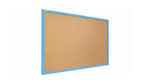 Lavagna in Sughero con Cornice Azzurra in Legno 120x90cm, Bacheca Sughero per Puntine Spille Memoboard