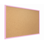 Lavagna in Sughero con Cornice Rosa in Legno 100x80 cm, Bacheca Sughero per Puntine Spille Memoboard