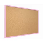 Lavagna in Sughero con Cornice Rosa in Legno 90x60cm, Bacheca Sughero per Puntine Spille Memoboard