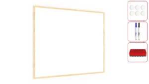 Lavagna magnetica cancellabile a secco bianca con cornice in legno 100x80 cm