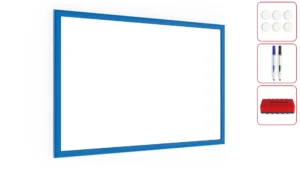 Lavagna Magnetica Cancellabile a Secco Bianca con Cornice Blu in Legno 60x40 cm