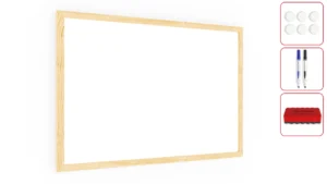 Lavagna magnetica cancellabile a secco bianca con cornice in legno 60x40 cm